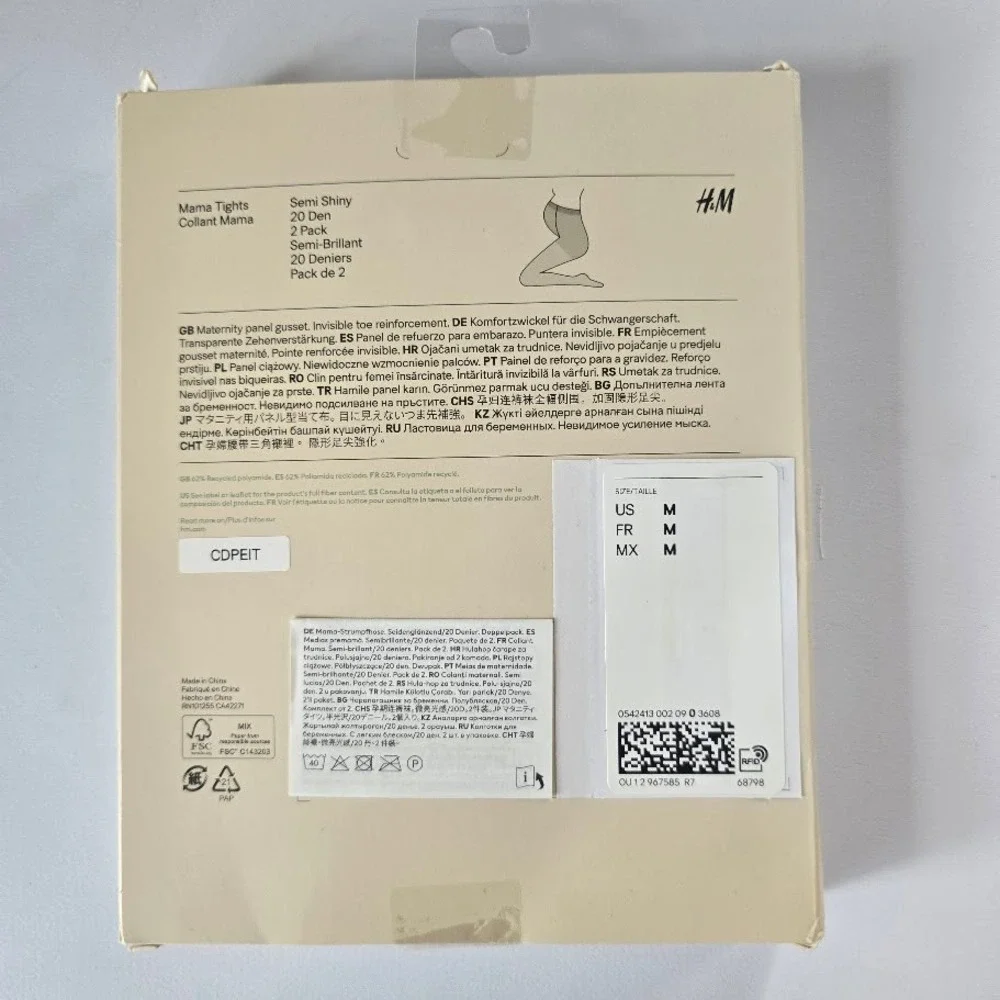 H&M Mama Tights Black Semi Shiny 2-Pack Women M Maternity Hosiery Invisible Toe‎